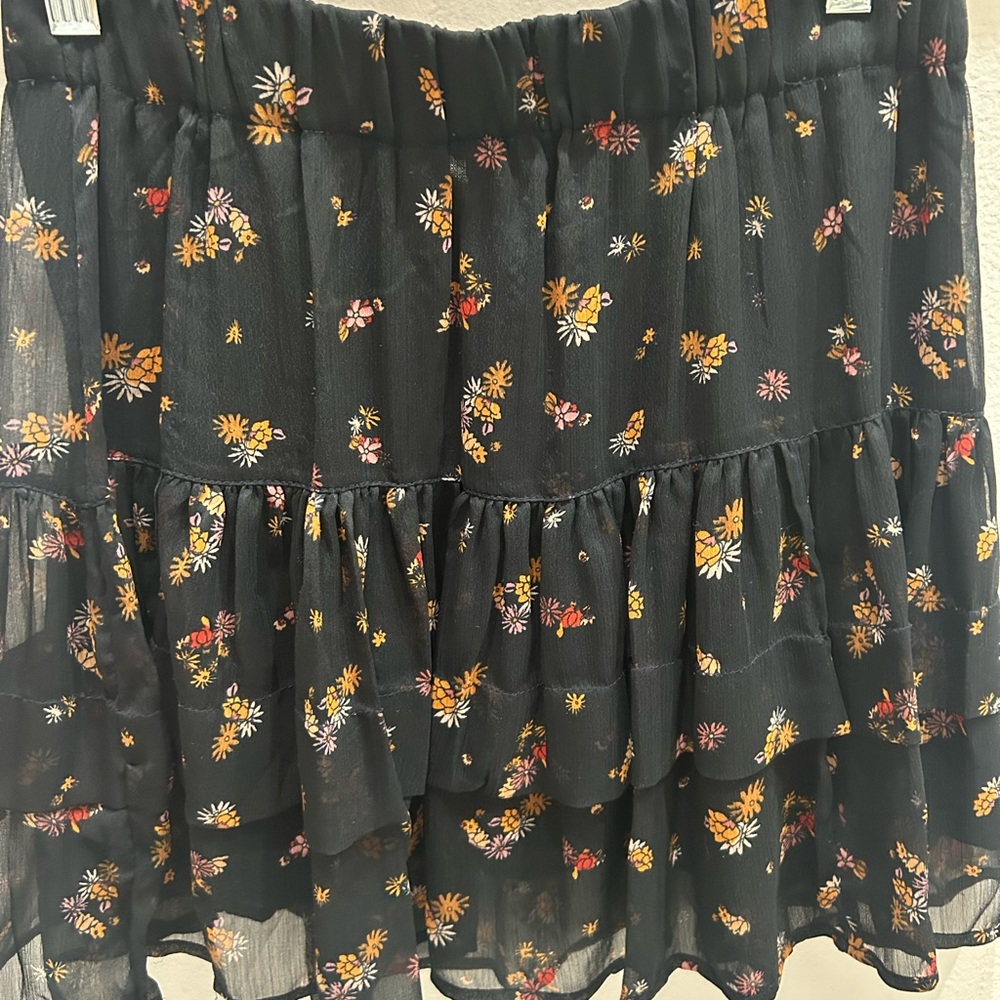 Free People Black Floral Mini Skirt